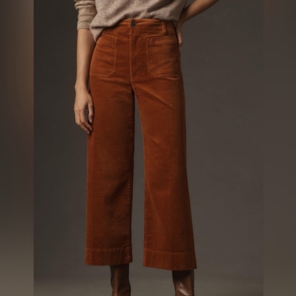EUC Anthropologie Maeve The Colette Cropped Cord Wide Leg Bronze 31 Petite - Picture 3 of 8